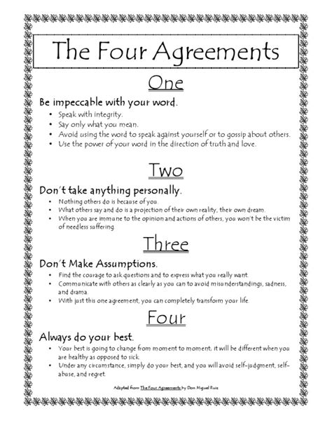 four agreements worksheet|the four agreements free printable.